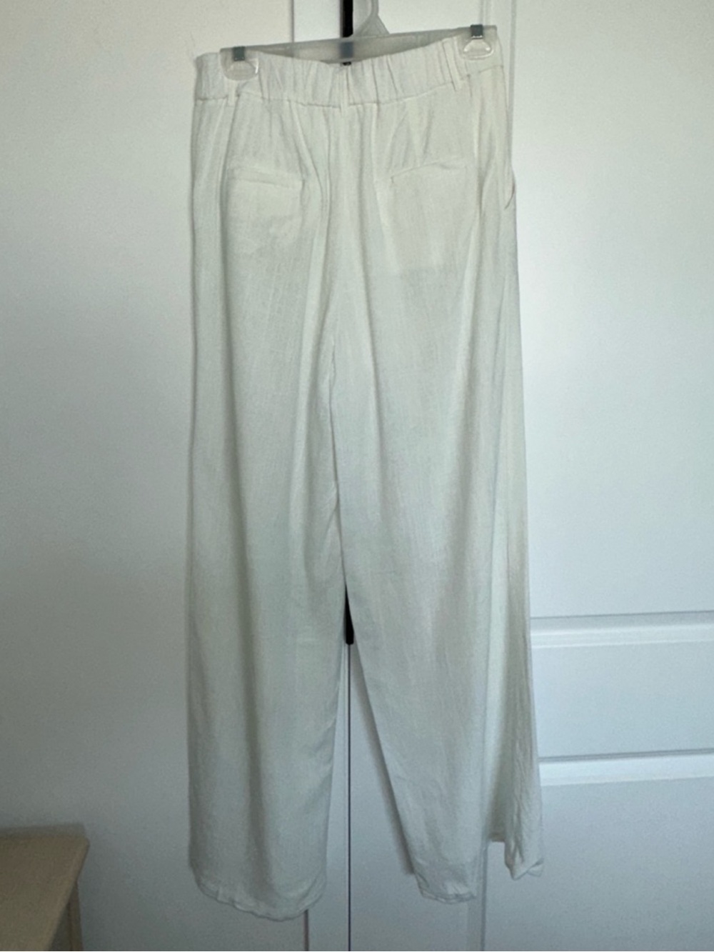 Linen Blend Wide Leg Trousers | Cream | Size M | Coastal Chic Pants - Picture 6 of 6